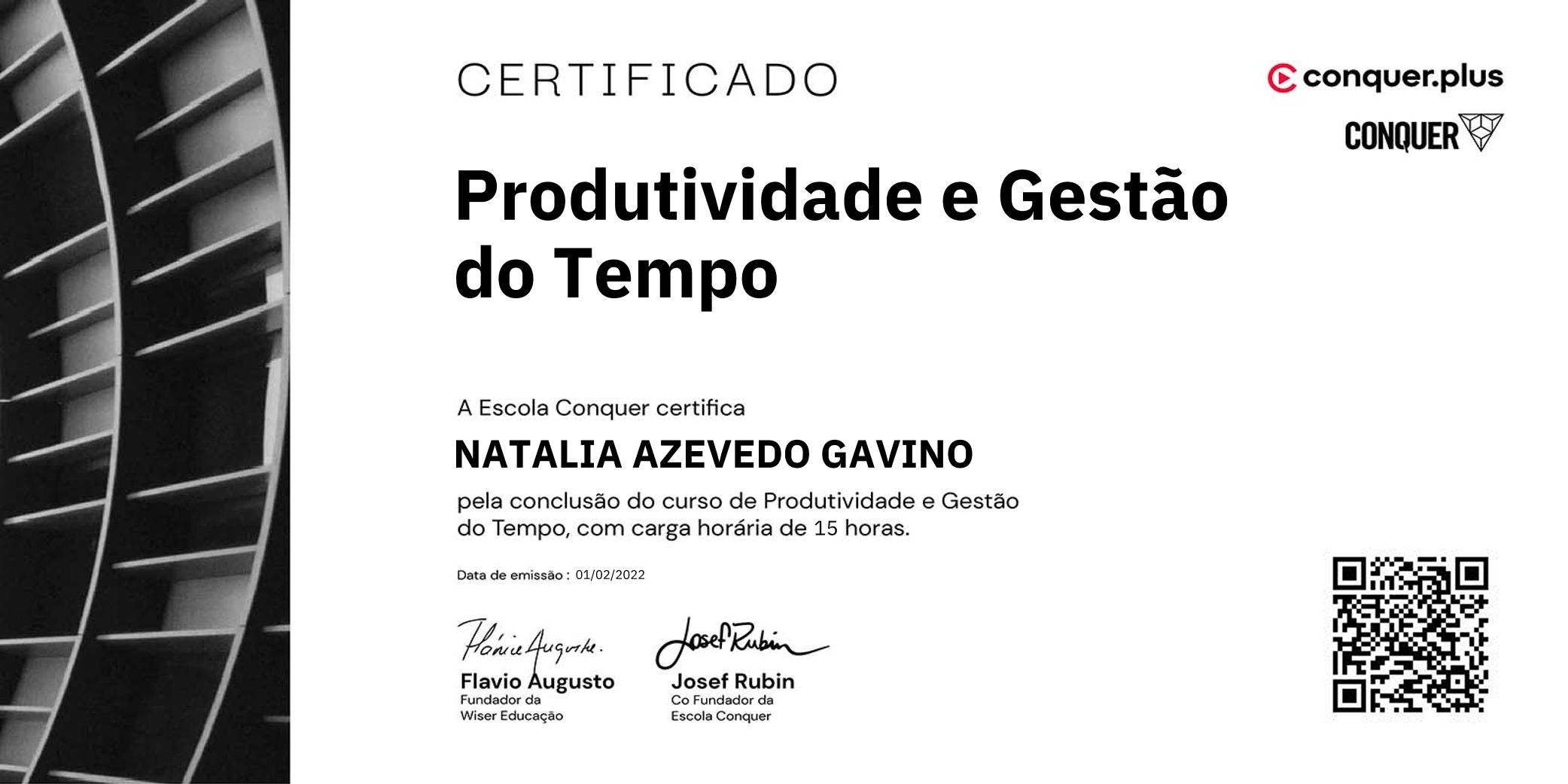 Certificado de Produtividade e Gestão do Tempo